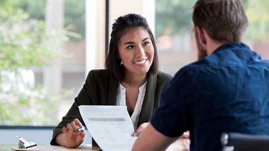 Woman conducting an interview