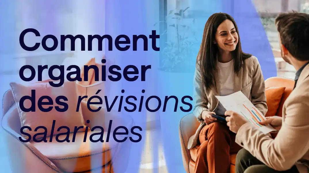 Une image représentant deux personnes assises ensemble et discutant dans un bureau, accompagnée du texte: 